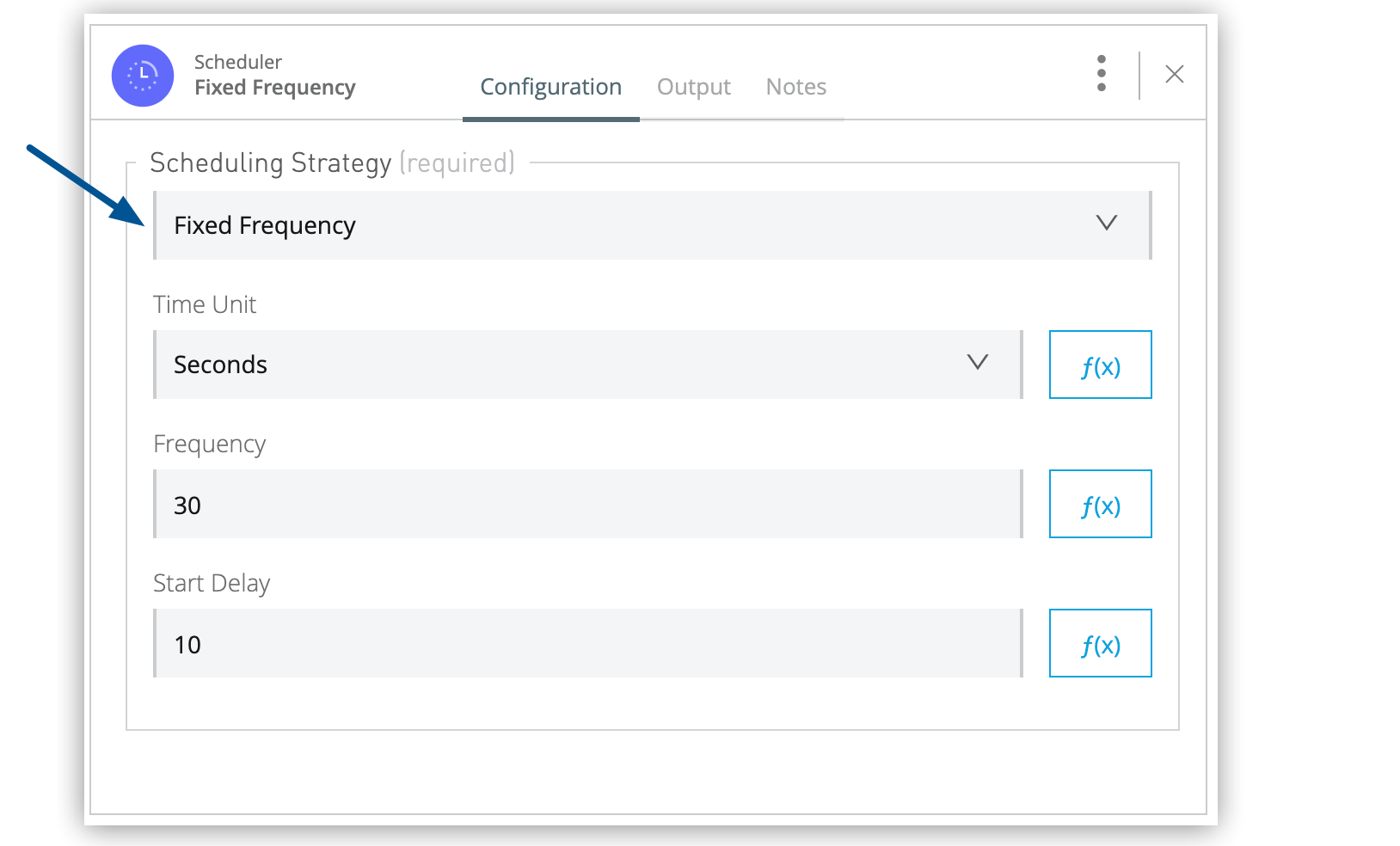 Configuration for a fixed scheduling strategy
